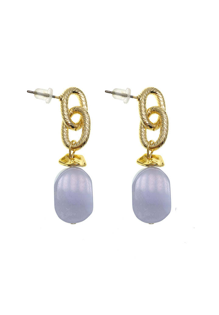 Blue Lace Agate Chain Earrings GE021 - FARRA