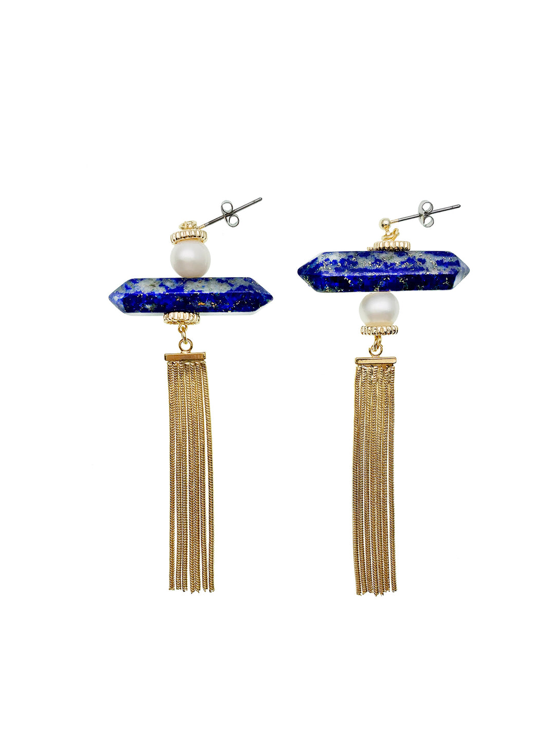 Lapis Lazuli Stone Long Tassel Earring EE014 - FARRA
