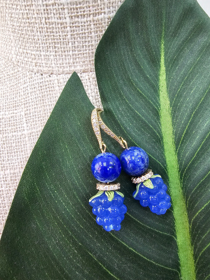 Lapis Lazuli With Blue Raspberry Earrings NE029