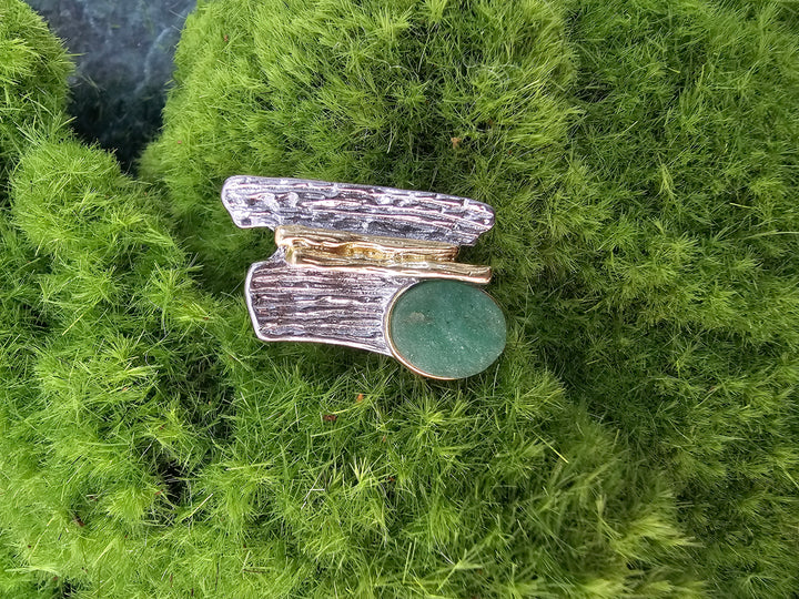 Green Agate Stone Statement Chunky Ring NR010