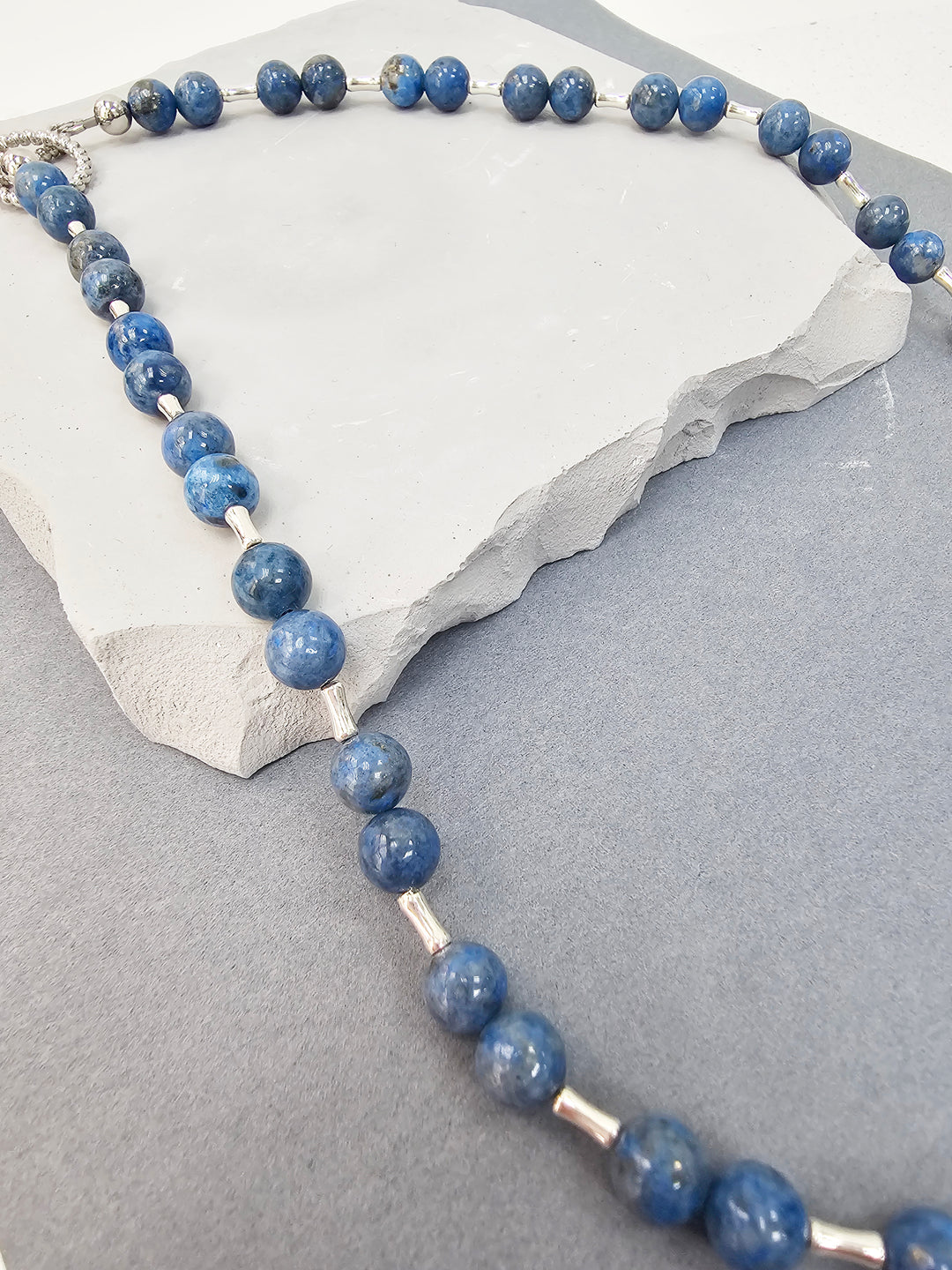 Blue Apatite With Sterling Silver Men's Necklace MEN27