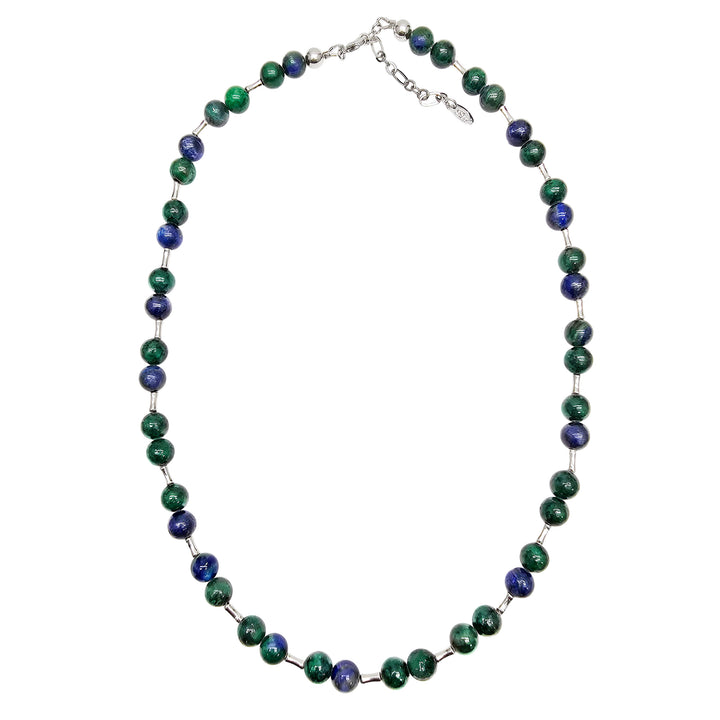 Phoenix Lapis With Sterling Sliver Tube Men's Necklace MEN25