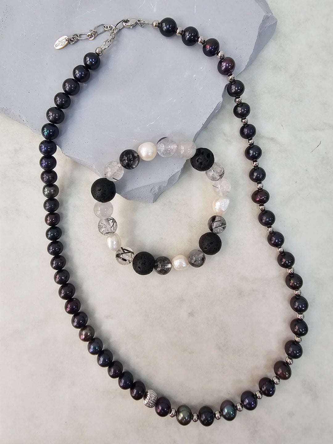 Deep Purple With Sterling Silver Mens Necklace MEN06