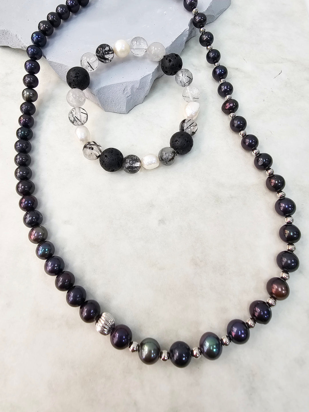 Deep Purple With Sterling Silver Mens Necklace MEN06