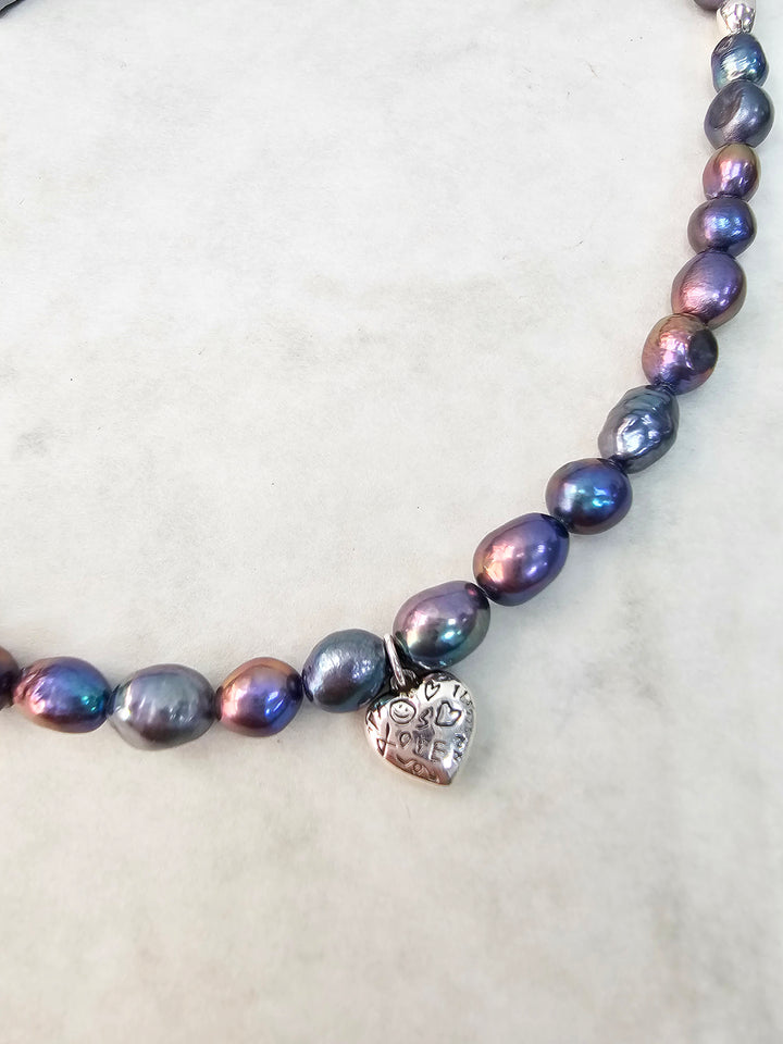 Irregular Purple Freshwater Pearls Mens Necklace MEN03
