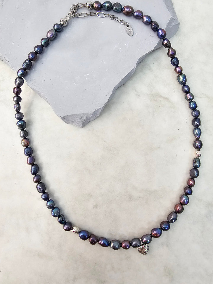 Irregular Purple Freshwater Pearls Mens Necklace MEN03