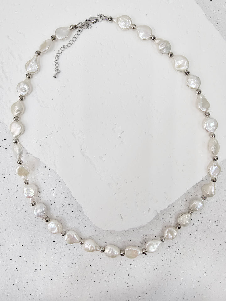Irregular Freshwater Pearls With Sterling Silver Men Necklace MEN11