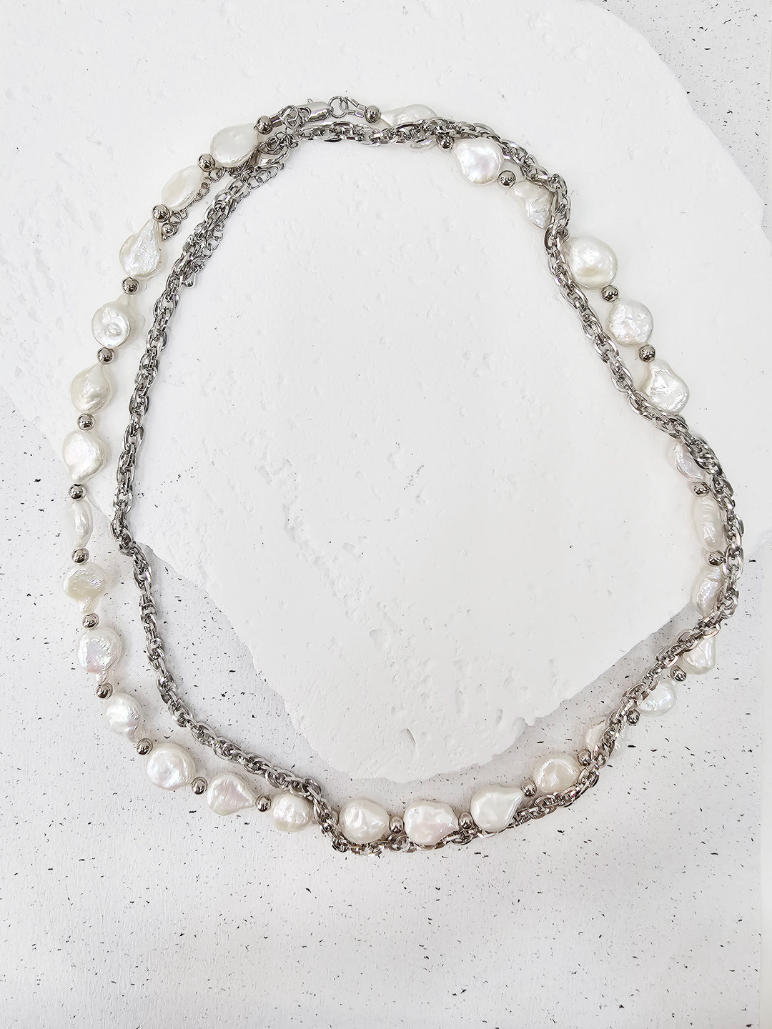 Irregular Freshwater Pearls With Sterling Silver Men Necklace MEN11