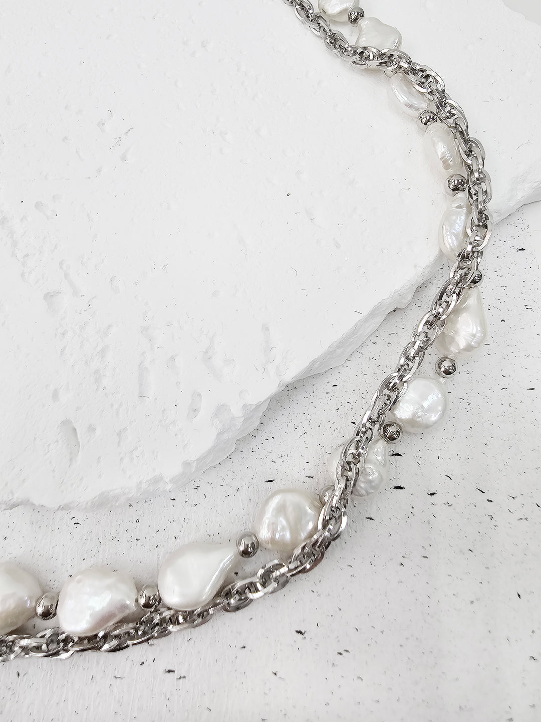 Irregular Freshwater Pearls With Sterling Silver Men Necklace MEN11