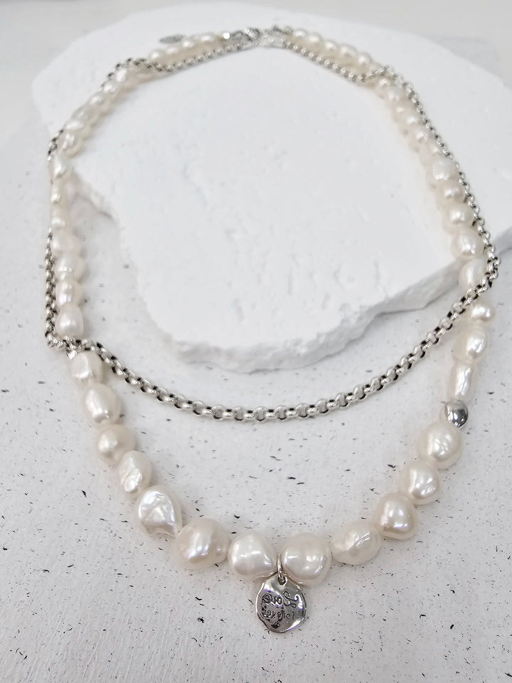 Freshwater Pearls With Sterling Silver Pendant Mens Necklace MEN08