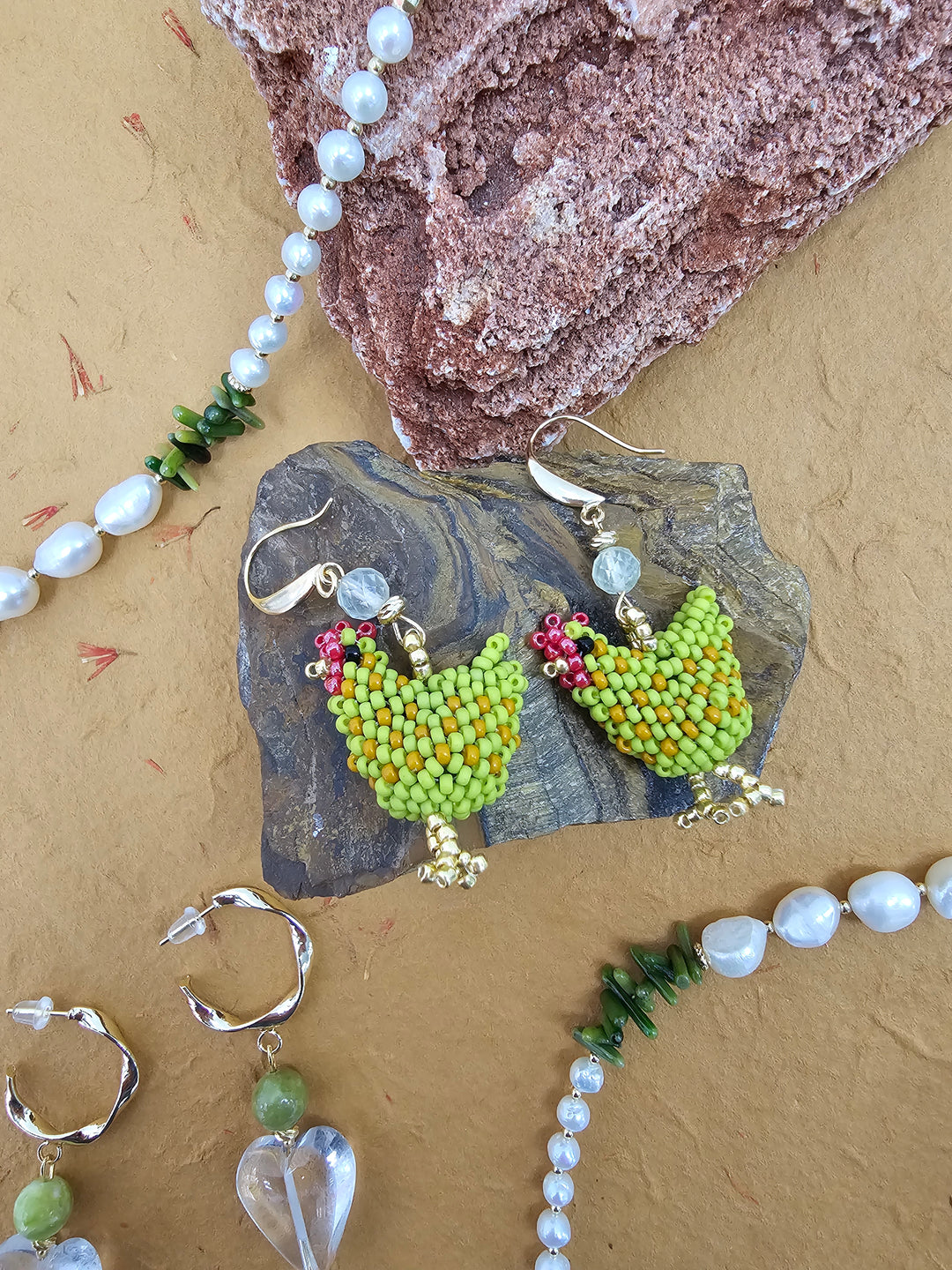 Playful Handcrafted Chicken Dangle Earrings QE009