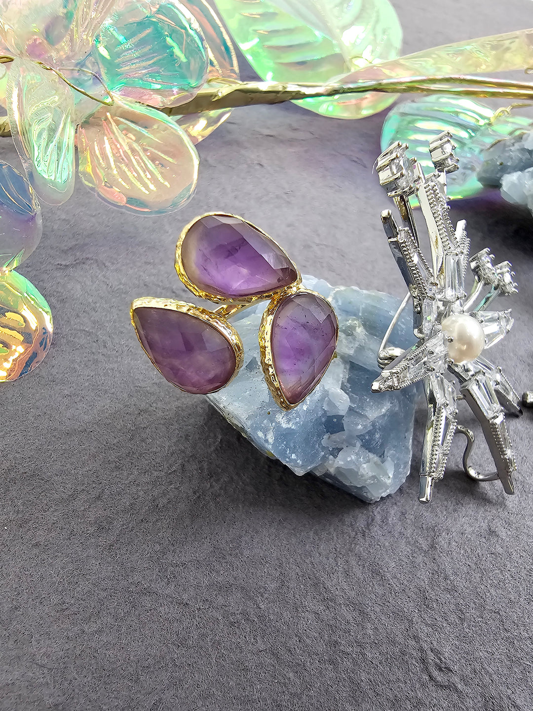 Amethyst Setting Adjustable Ring QR001