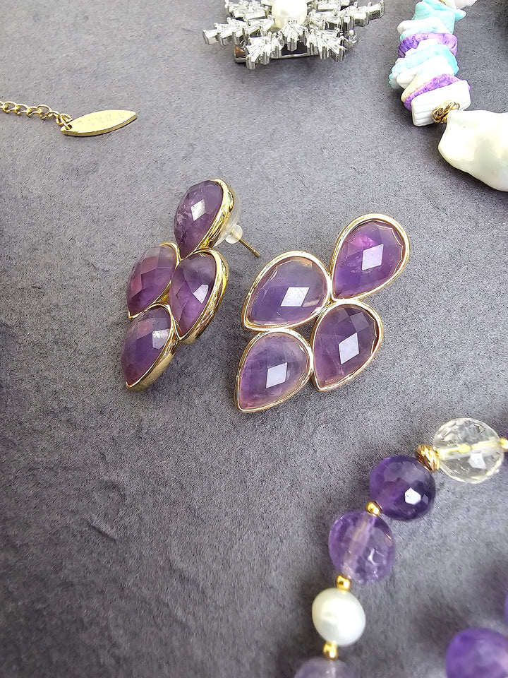 Amethyst Statement Earrings QE015