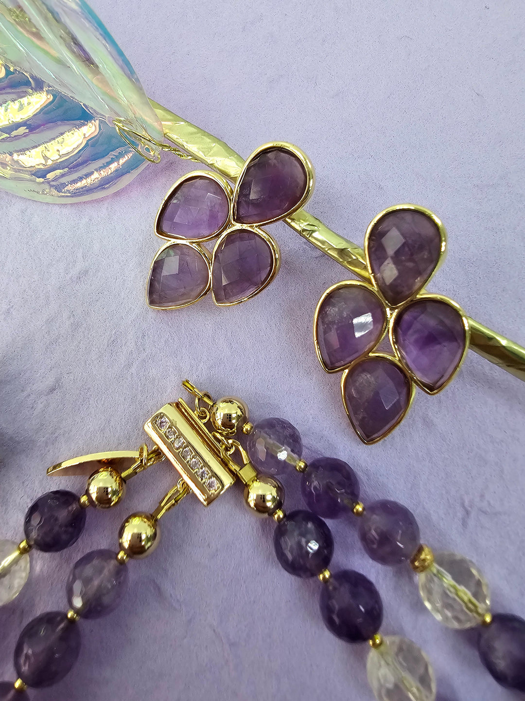 Amethyst Statement Earrings QE015