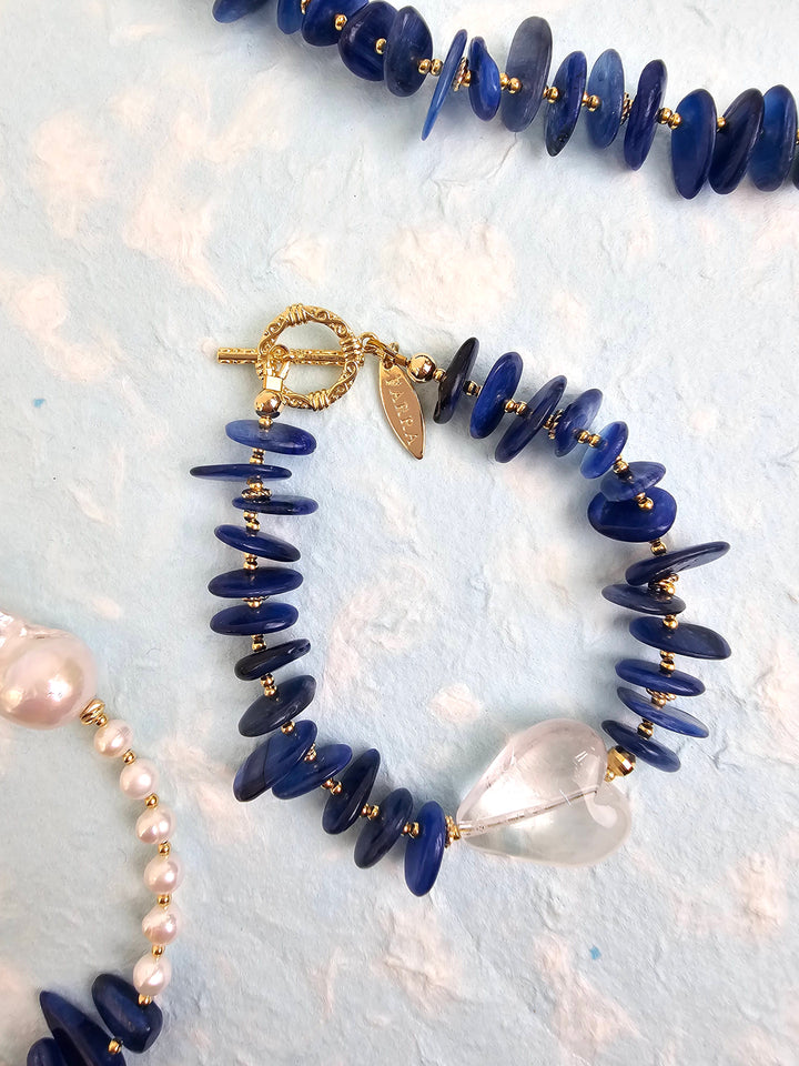 Lapis With Heart White Quartz Bracelet QB013
