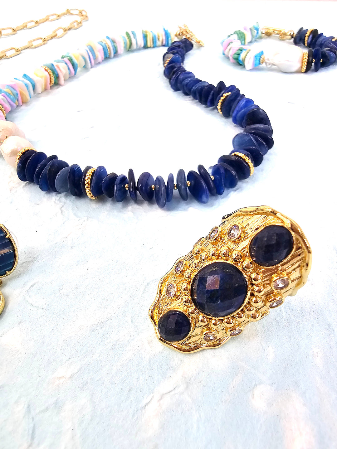 Lapis Stone Setting Statement Ring QR002