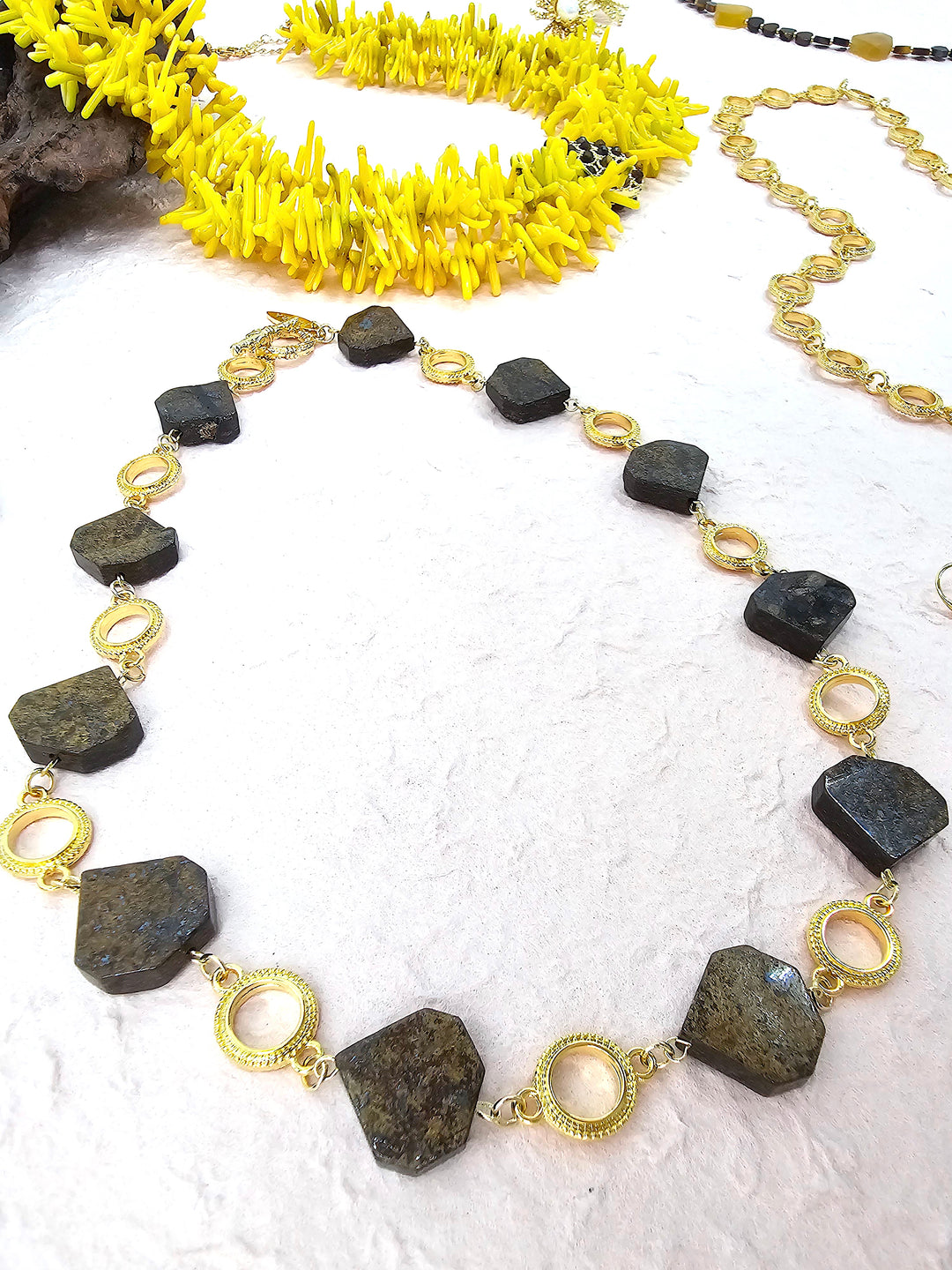 Tiger-eye Stone With Chain Modern Necklace QN003