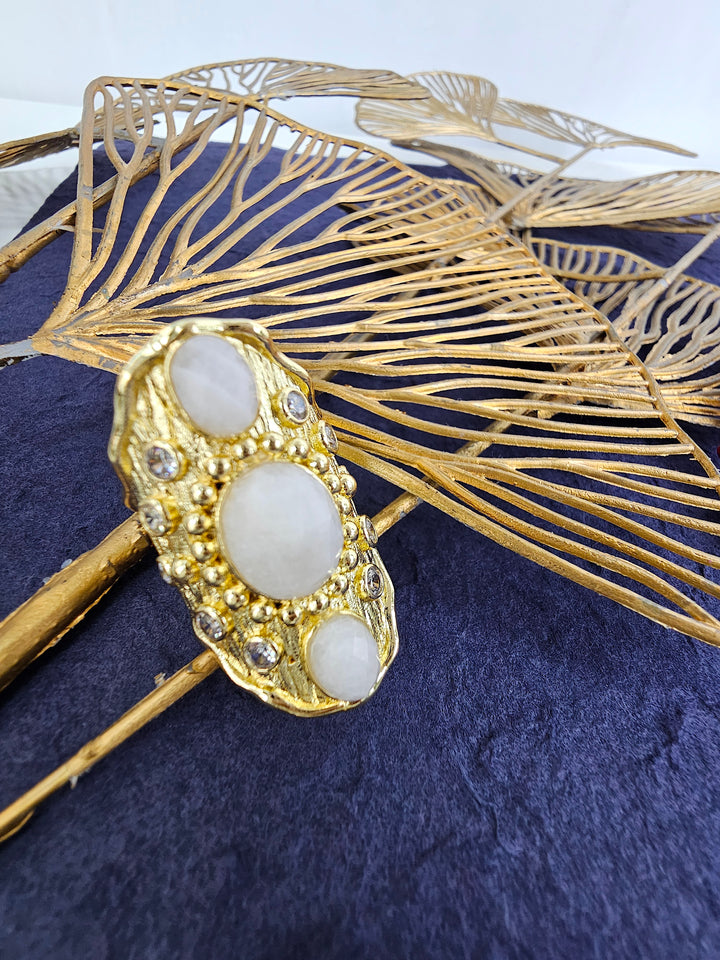 White Moonstone Statement Ring QR004