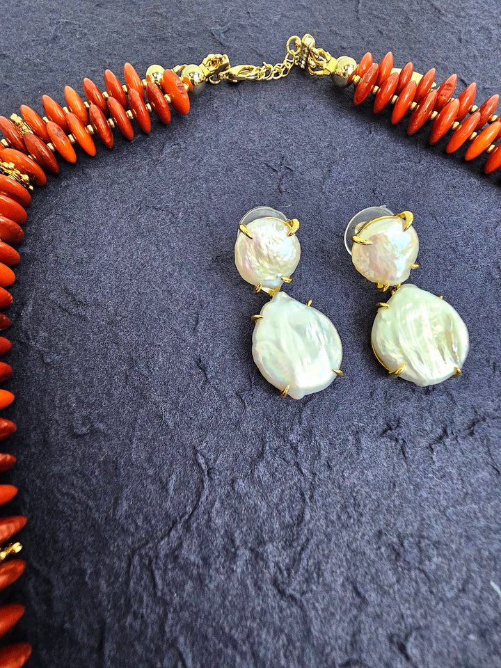 Timeless Coin Shaped Freshwater Pearl Stud Earrings QE020