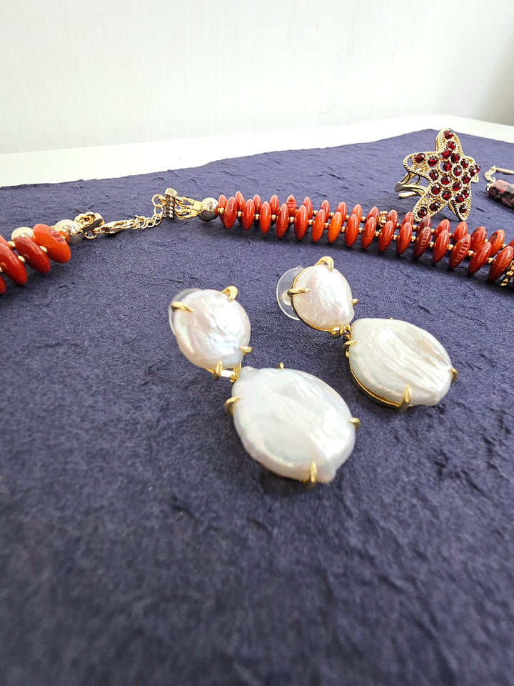 Timeless Coin Shaped Freshwater Pearl Stud Earrings QE020