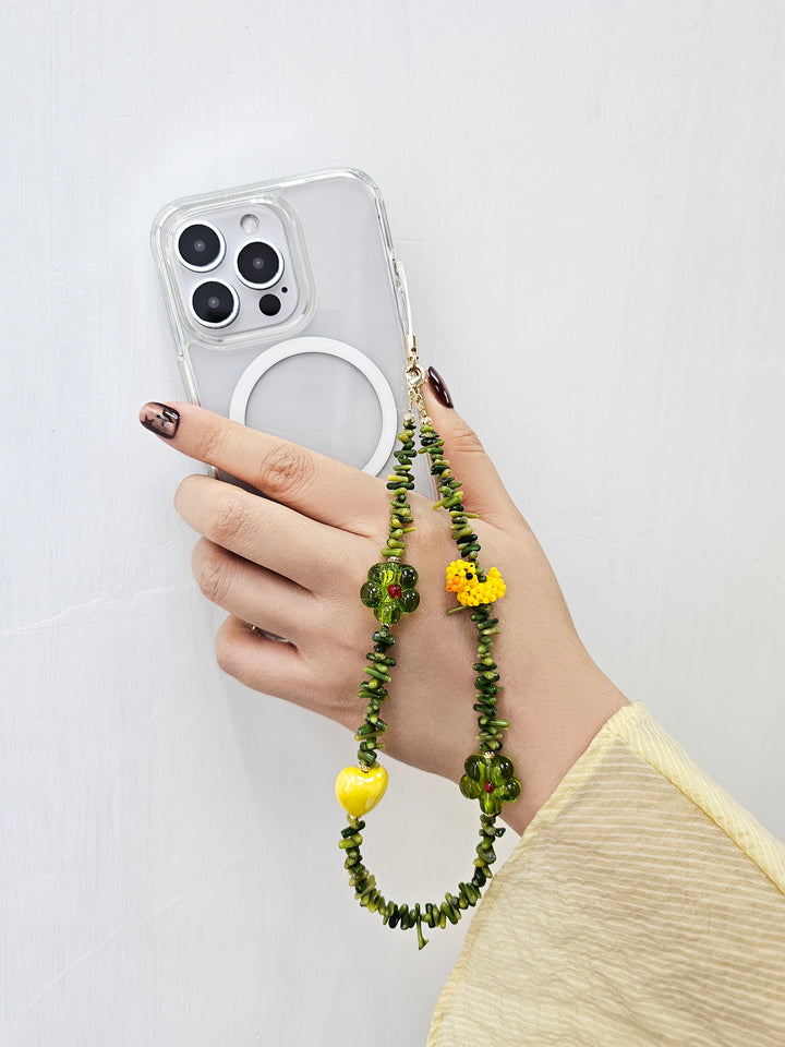Green Coral Bamboo Coral With Yellow Dark Playful Phone Strap PC062