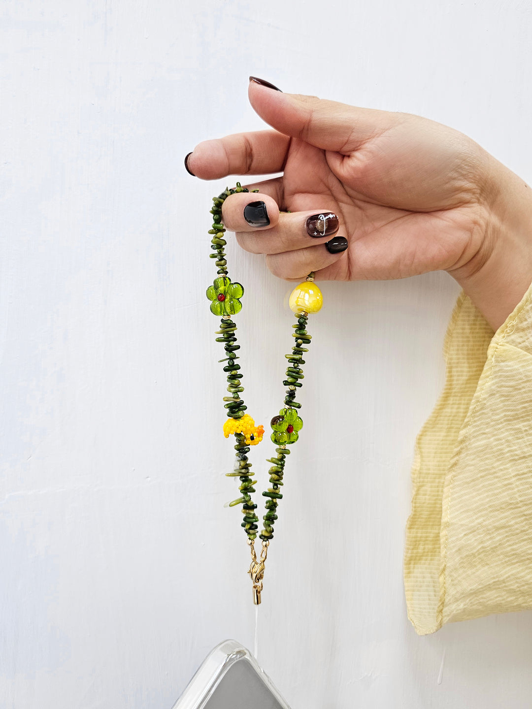 Green Coral Bamboo Coral With Yellow Dark Playful Phone Strap PC062