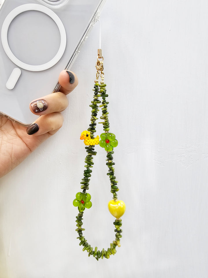 Green Coral Bamboo Coral With Yellow Dark Playful Phone Strap PC062