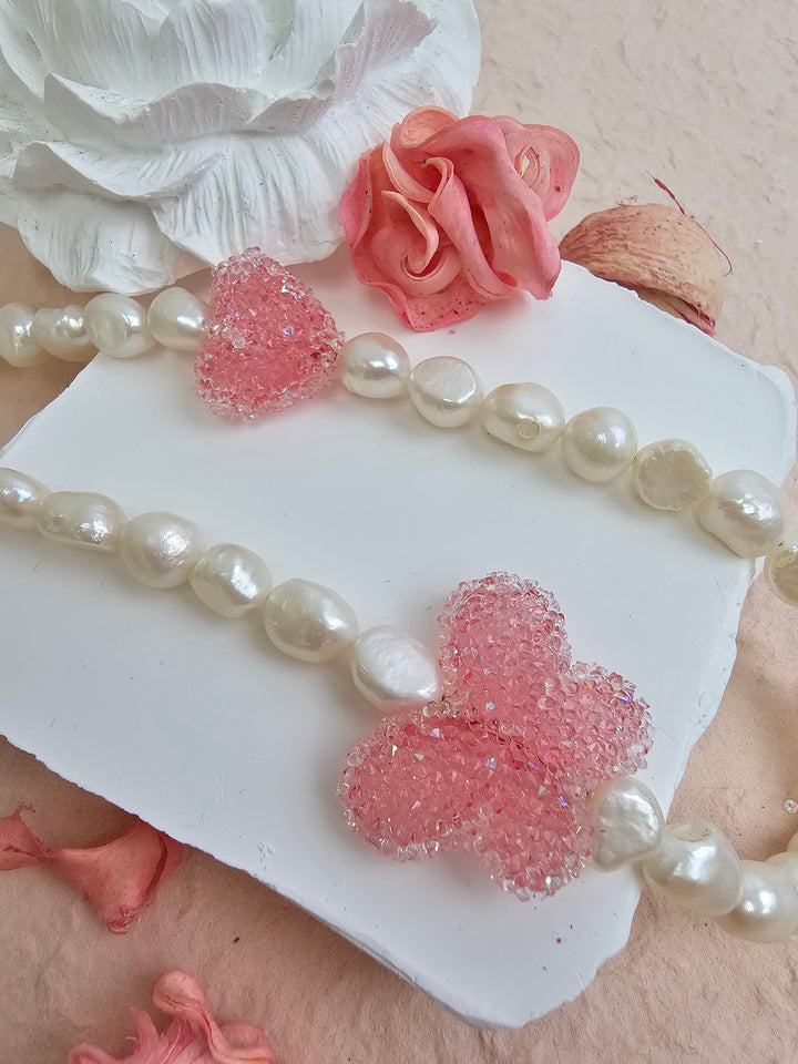 Freshwater Pearls With Candy Style Pink Butterfly Phone Strap PC050