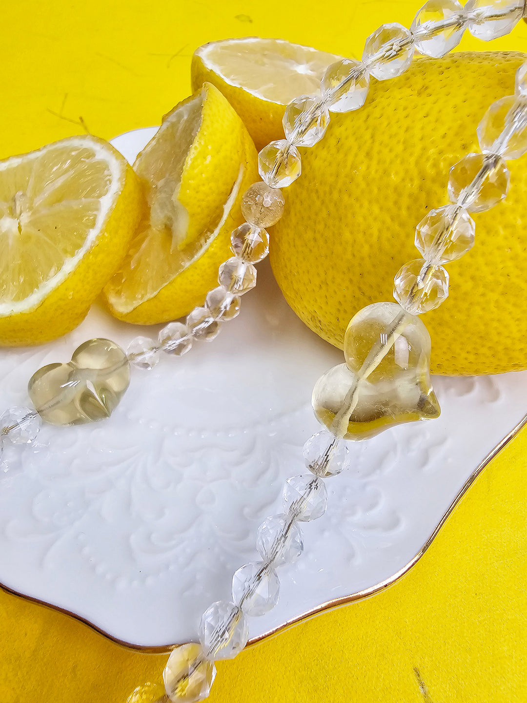 White Quartz With Heart Citrine Gemstone Phone Strap PC042
