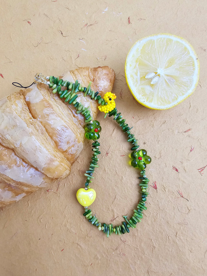 Green Coral Bamboo Coral With Yellow Dark Playful Phone Strap PC062