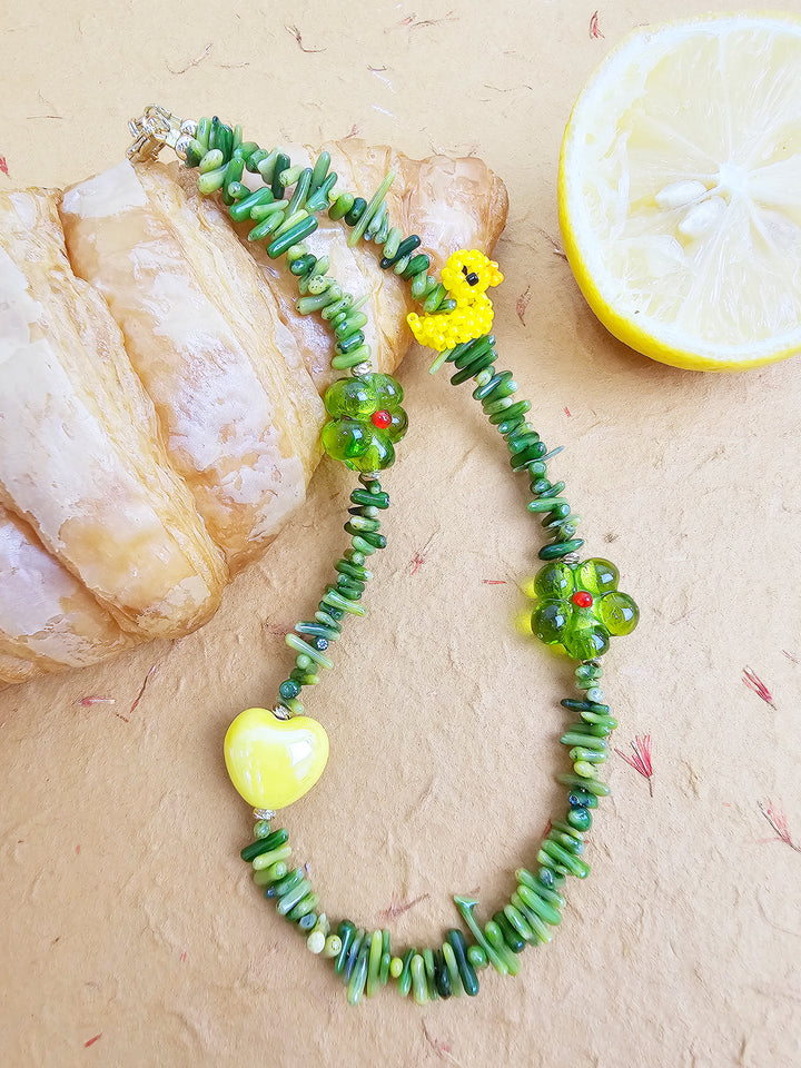 Green Coral Bamboo Coral With Yellow Dark Playful Phone Strap PC062