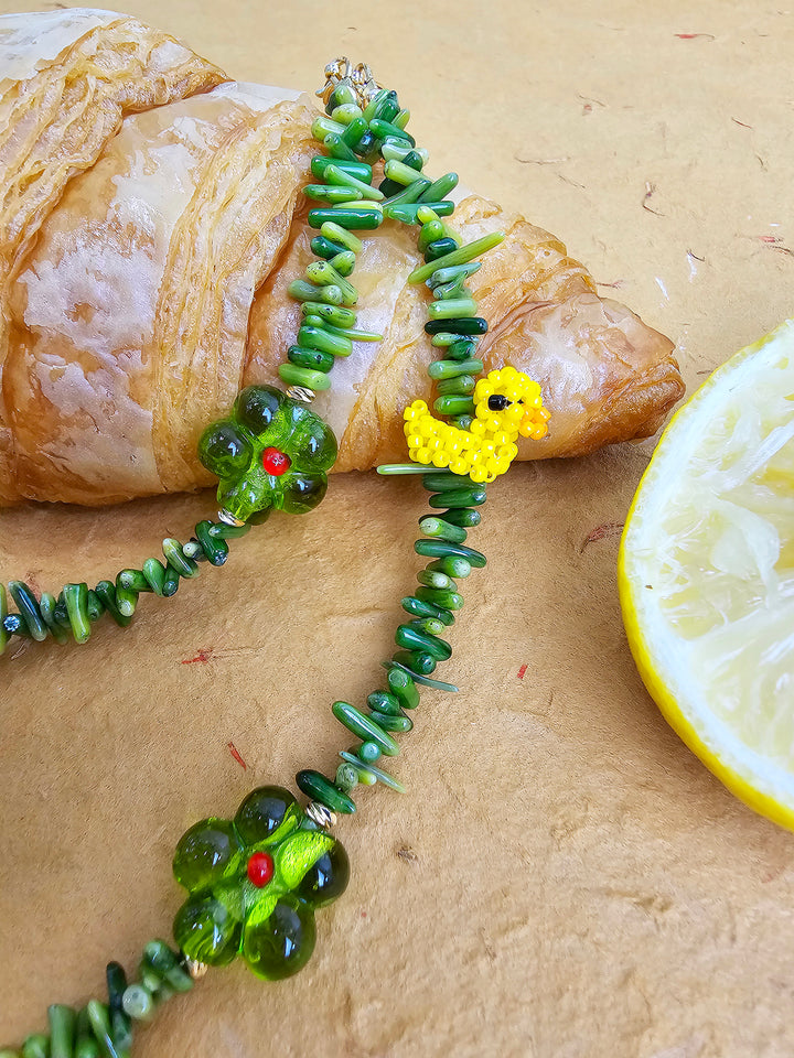 Green Coral Bamboo Coral With Yellow Dark Playful Phone Strap PC062