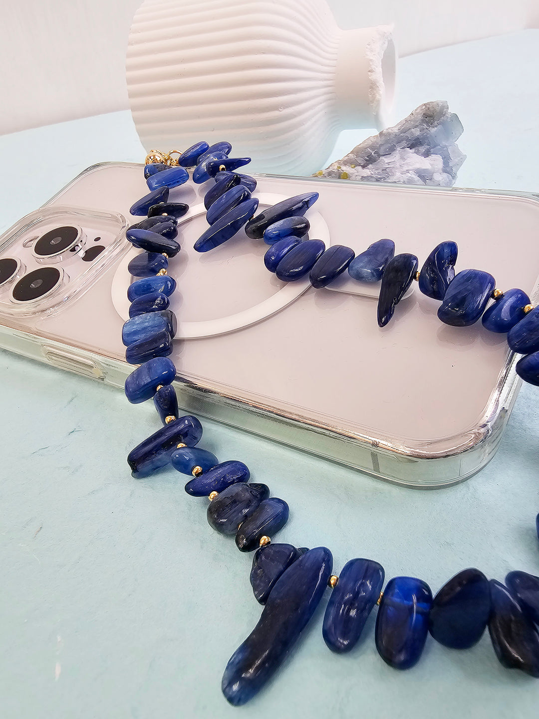 Tooth Shaped Kyanite Gemstone Phone Strap PC064