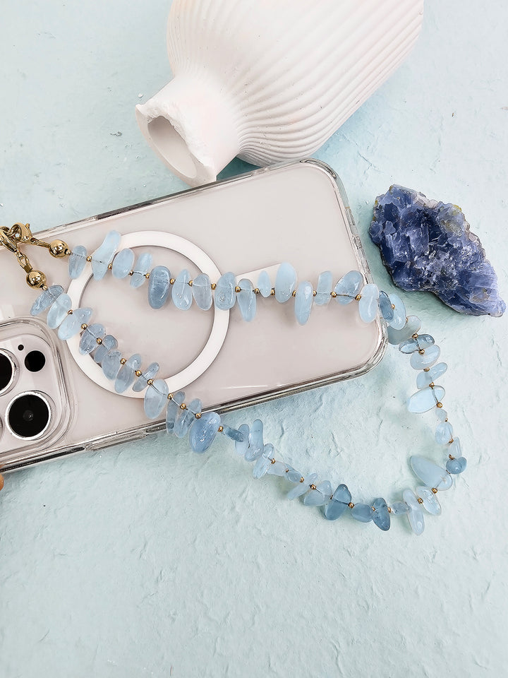 Natural Aquamarine Gemstone Phone Strap PC063