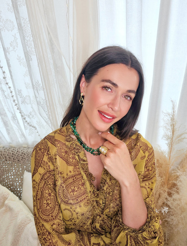 Green Agate With Tiger-eye Multi-layers Necklace QN020