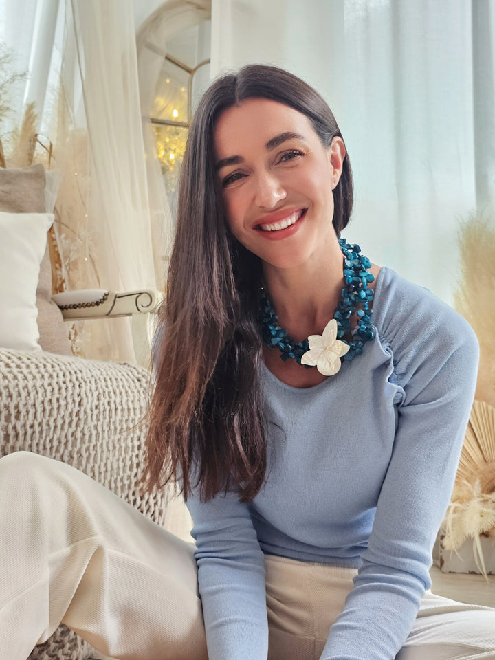 Bamboo Coral With Flower Giant Shell Statement Necklace QN028
