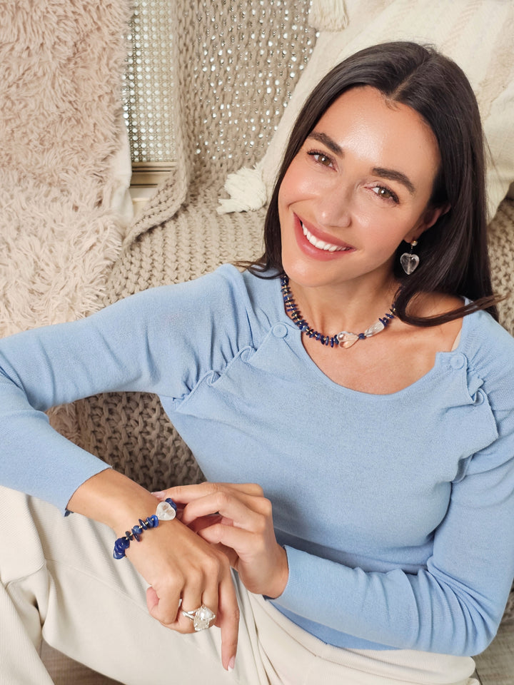 Lapis With Bowknot White Quartz Necklace QN032