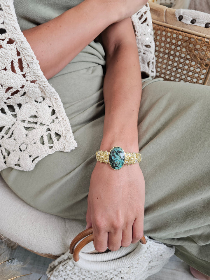 African Turquoise Stone Bangle QB006
