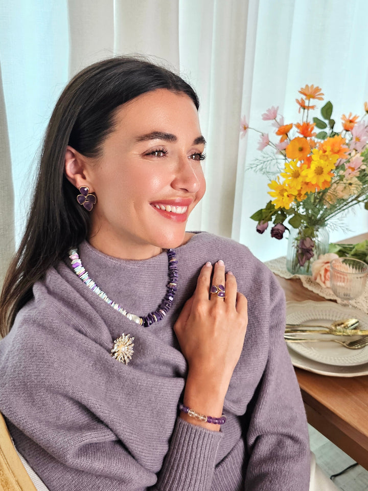 Amethyst Statement Earrings QE015