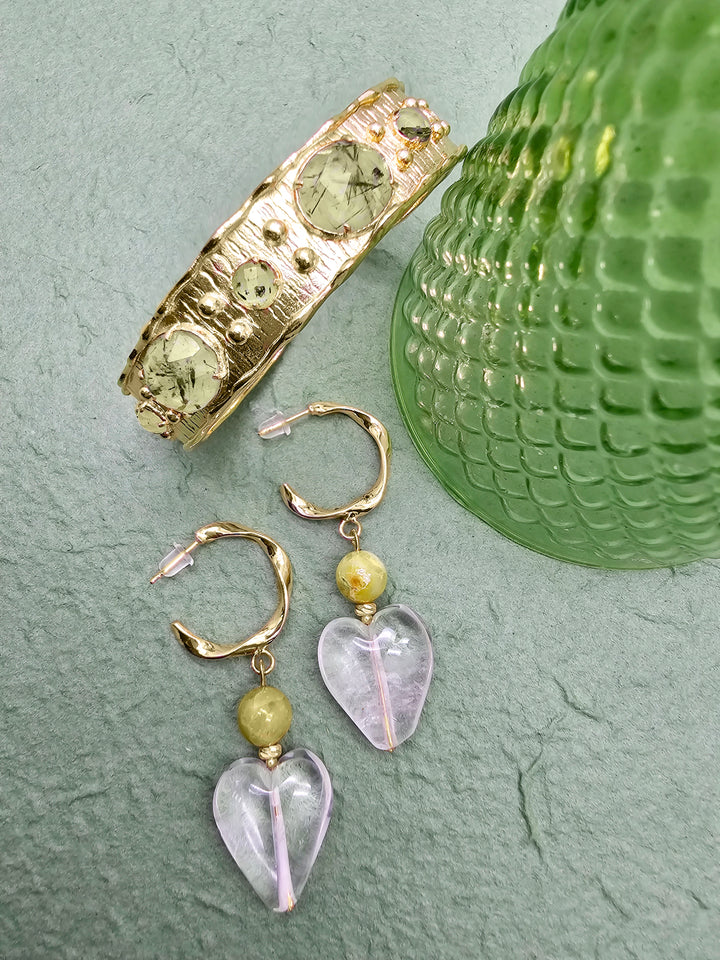 Prehnite Stone Gold Bangle QB003