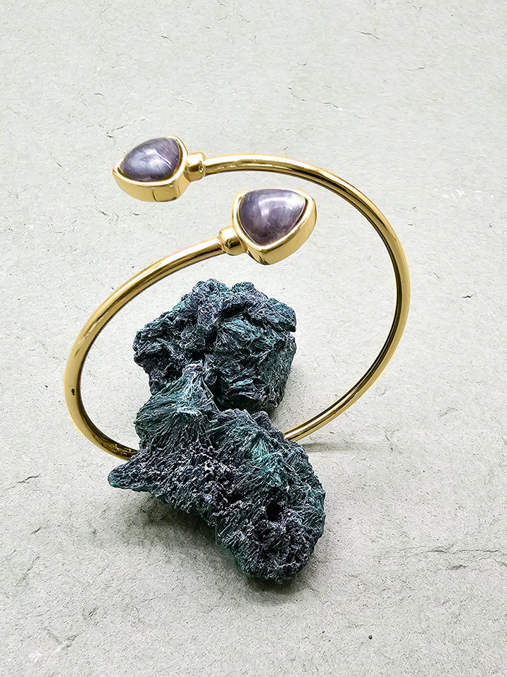 Black Obsidian Stone Minimalist Bangle QB017