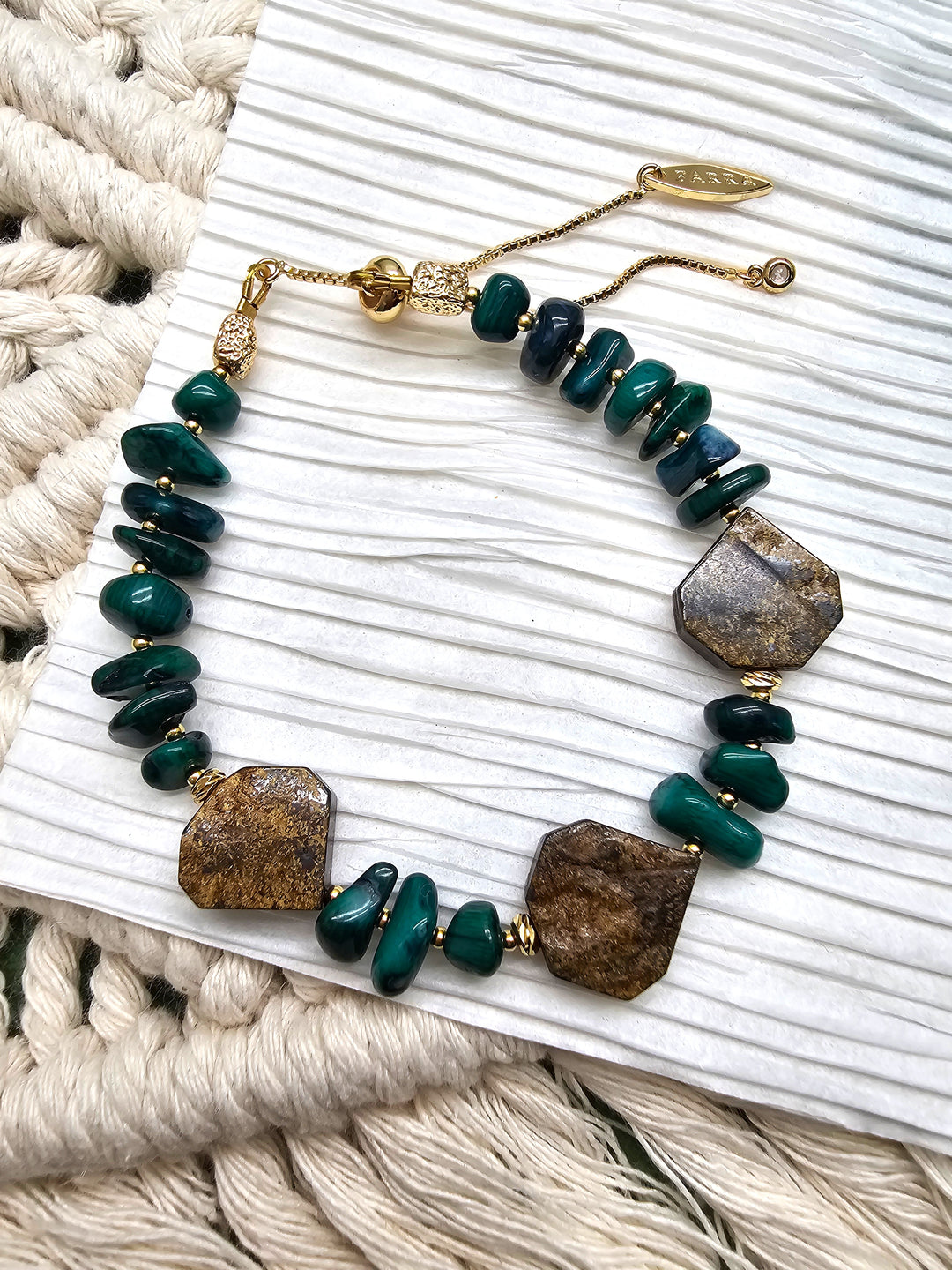 Green Bamboo Coral With Tiger-eye Bracelet QB007