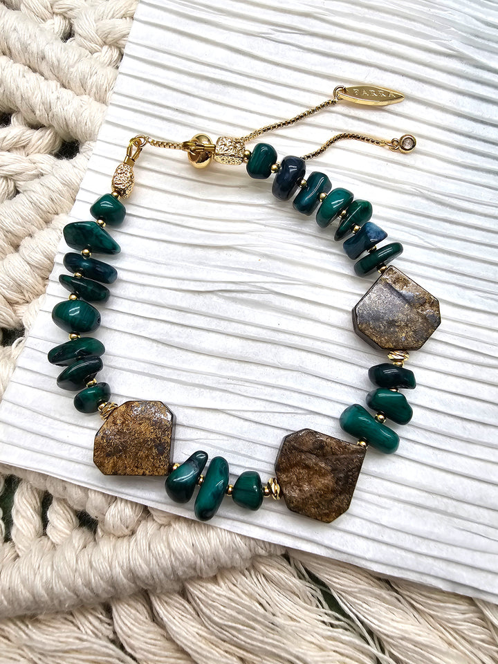 Green Bamboo Coral With Tiger-eye Bracelet QB007