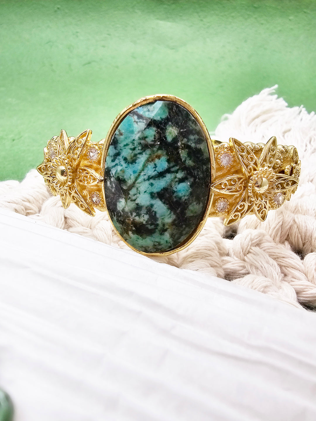 African Turquoise Stone Bangle QB006