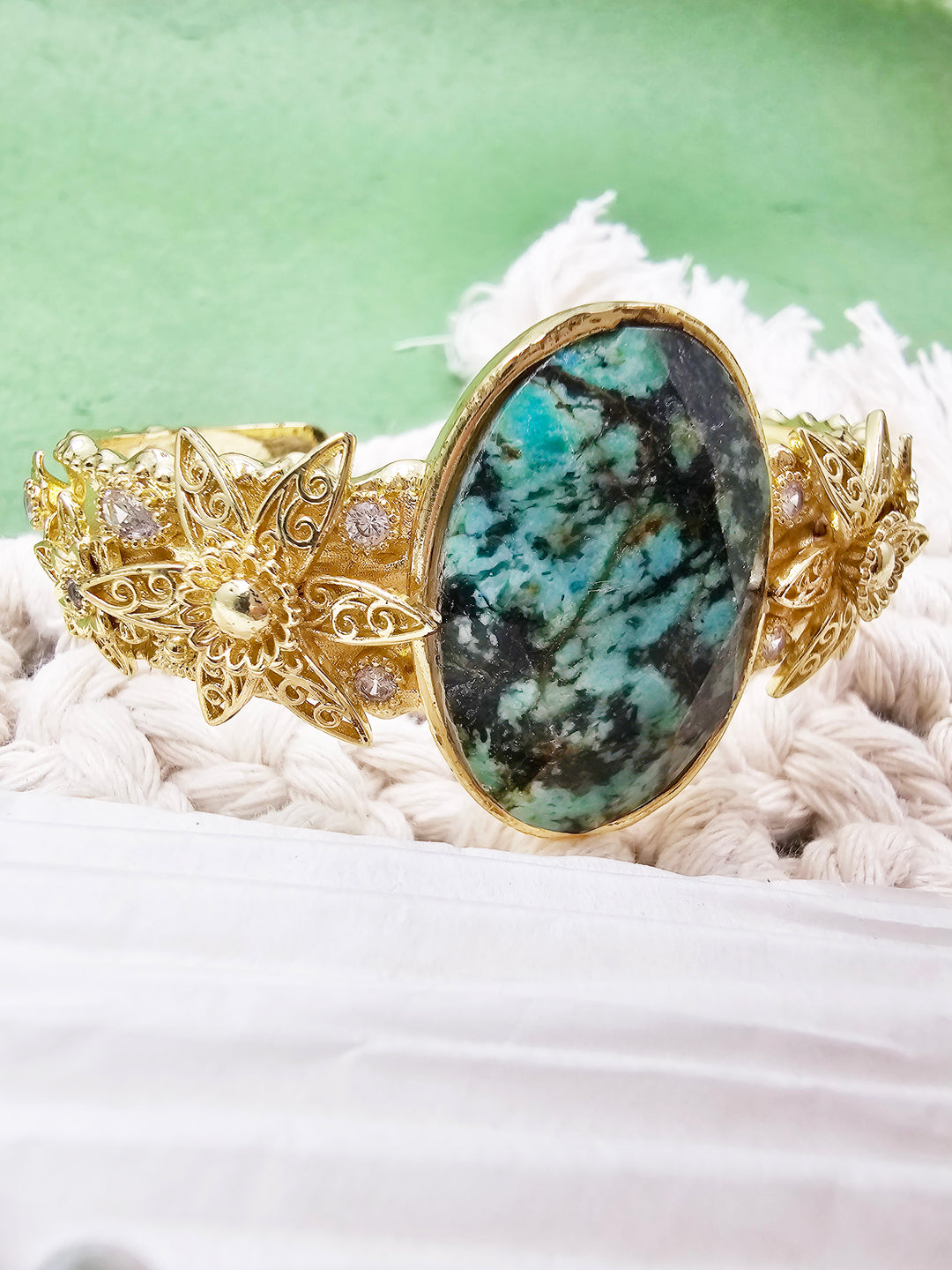 African Turquoise Stone Bangle QB006