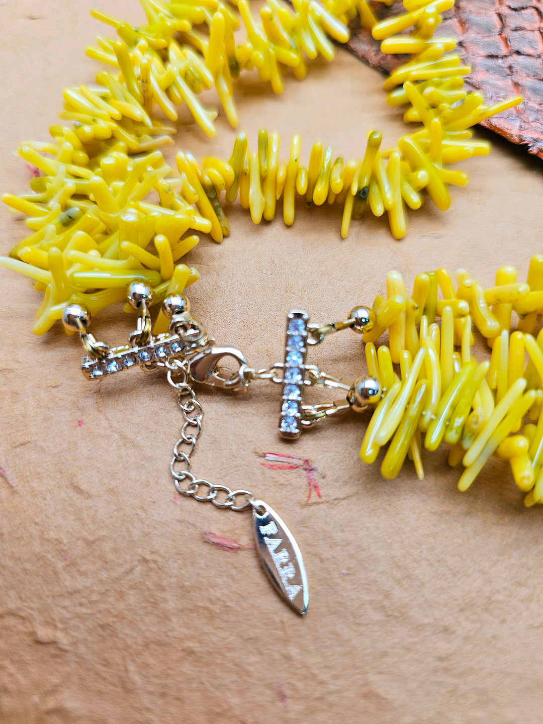 Bohemian Vibrant Multi-Layer Yellow Coral Bamboo Statement Necklace QN001