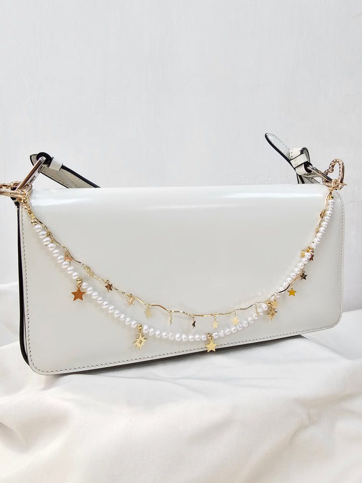 Freshwater Pearl With Star Double Layers Bag Charm BC023