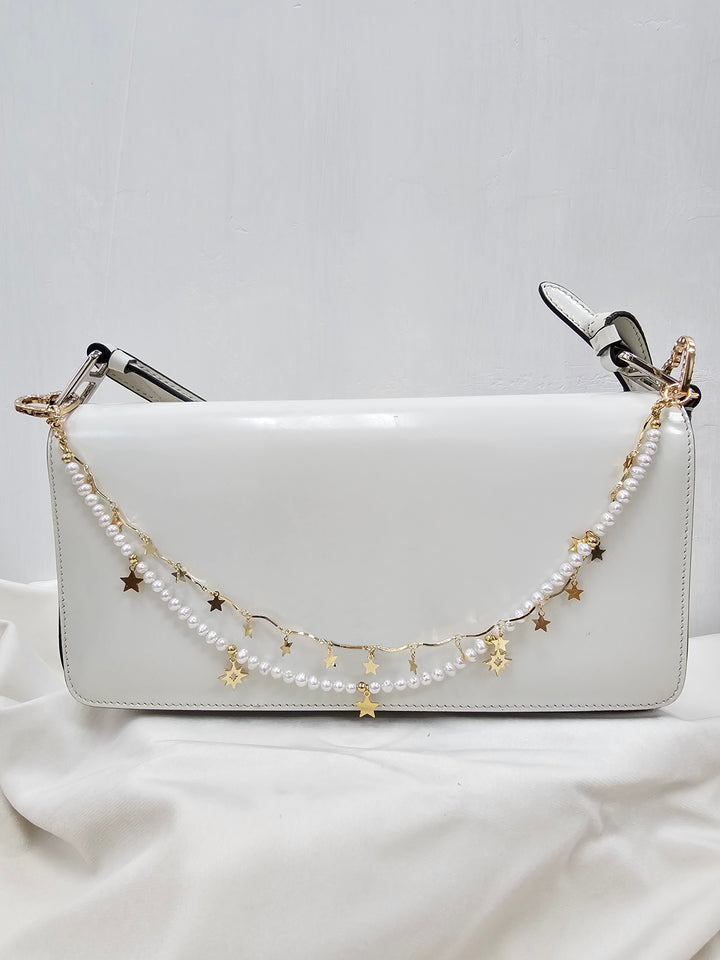 Freshwater Pearl With Star Double Layers Bag Charm BC023