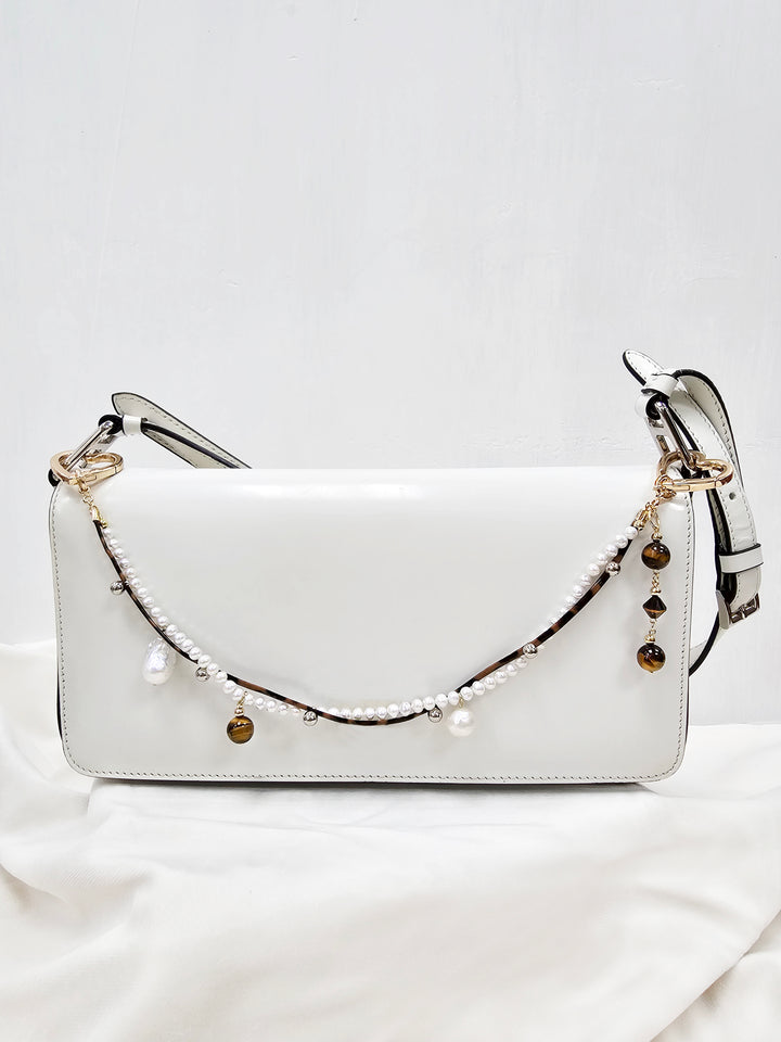 Freshwater Pearl and Tiger-Eye Dangle Bag Charm BC001