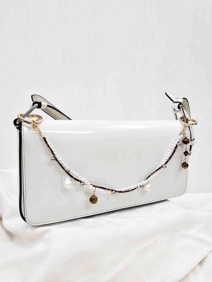 Freshwater Pearl and Tiger-Eye Dangle Bag Charm BC001